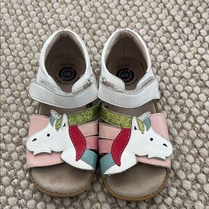 Livie & Luca Pink and White unicorn Sandals